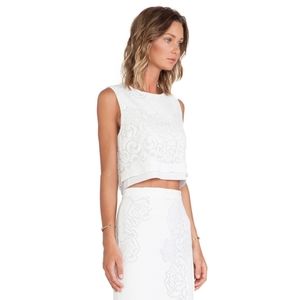 ALC Maxwell Lace Overlay Crop Top & skirt in Optic White